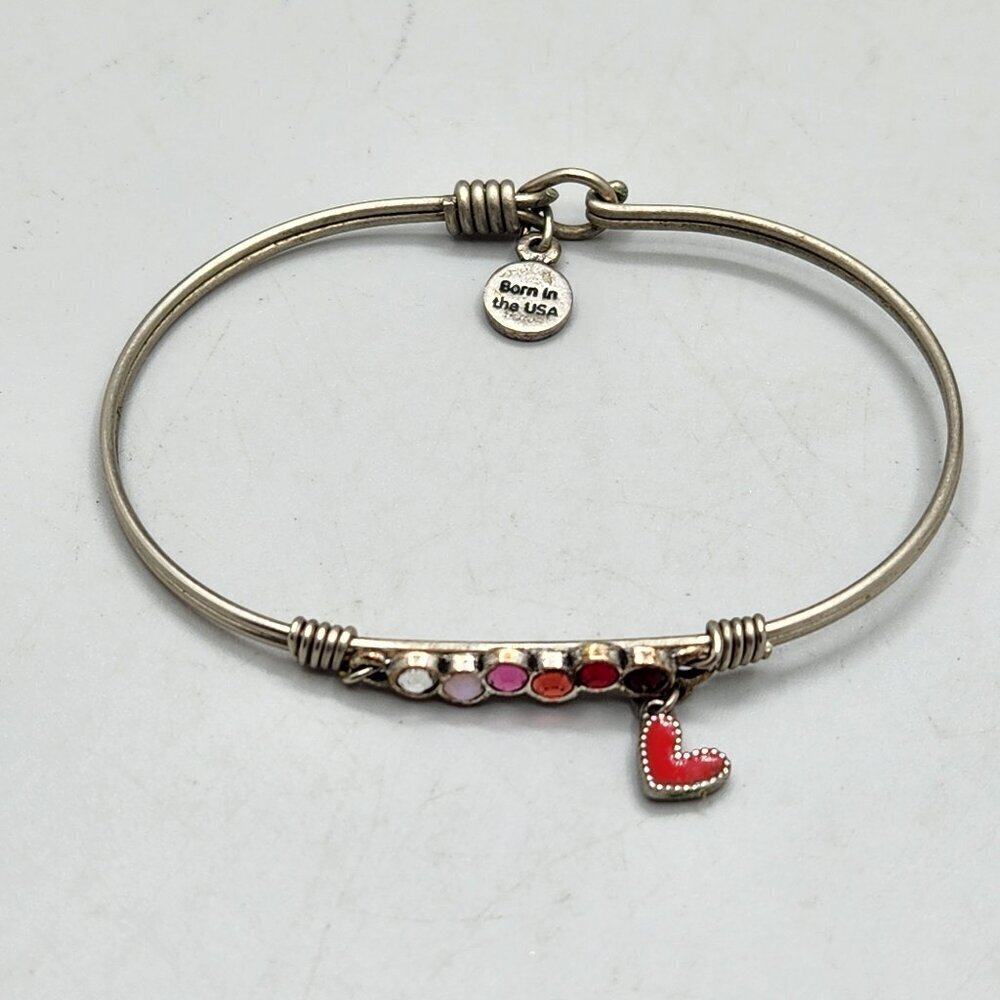 Luca And Danni Red Heart Starlight Bangle Bracelet In Love Ombre Silver Gift